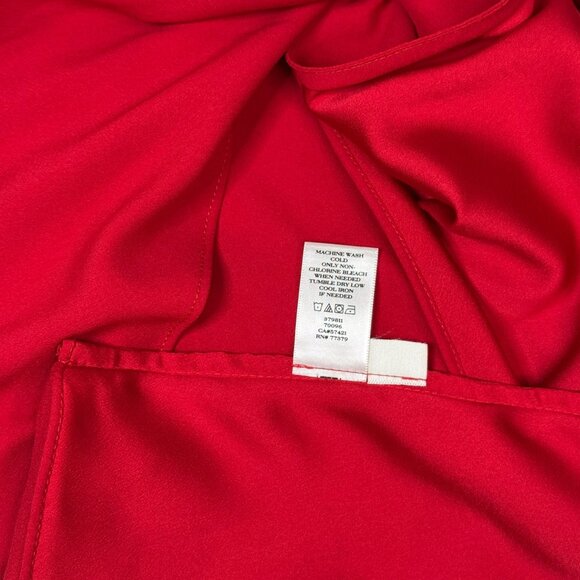 Ann Taylor Red Draped Faux Wrap Blouse Women’s Size M | Sleeveless V-Neck Top - Picture 5 of 8